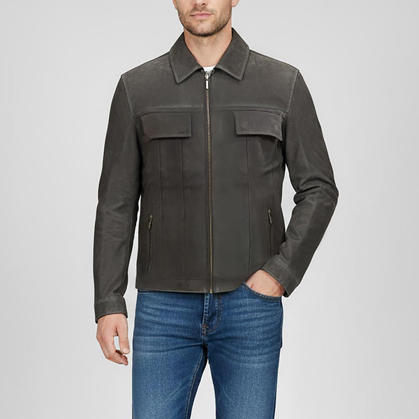 کت چرم مردانه جک اند جونز مدل MELFI