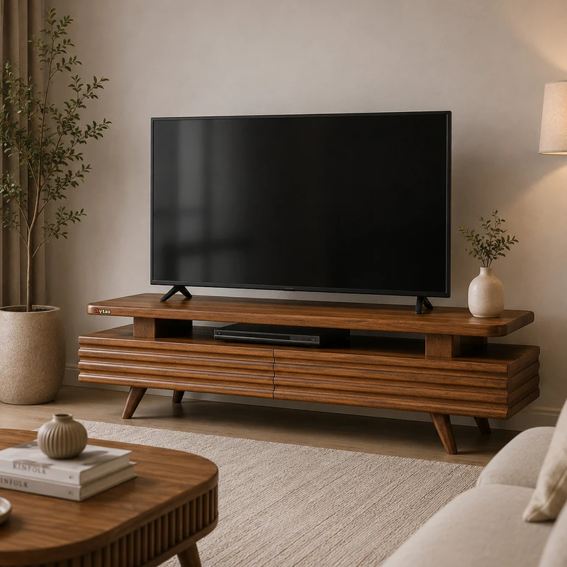 میز تلویزیون مدل موجی مدرن کد 68445 مناسب برای تلویزیون تا 50 اینچ