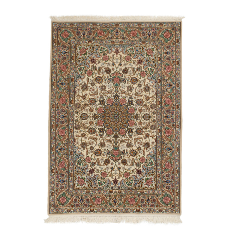  فرش دستبافت دو و نیم متری مدل اصفهان چله و گل ابریشم کد 597498