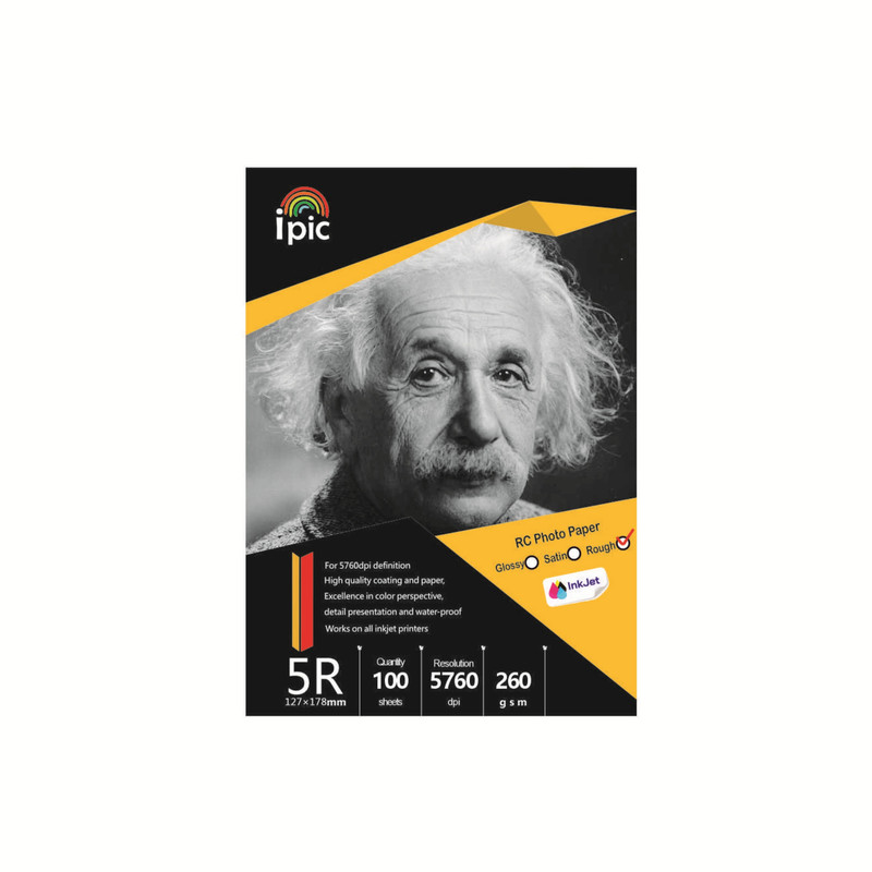 کاغذ چاپ عکس آی پیک مدل فتوگلاسه 260g راف ابریشمی مات سایز 18×13سانتی متر بسته 100 عددی