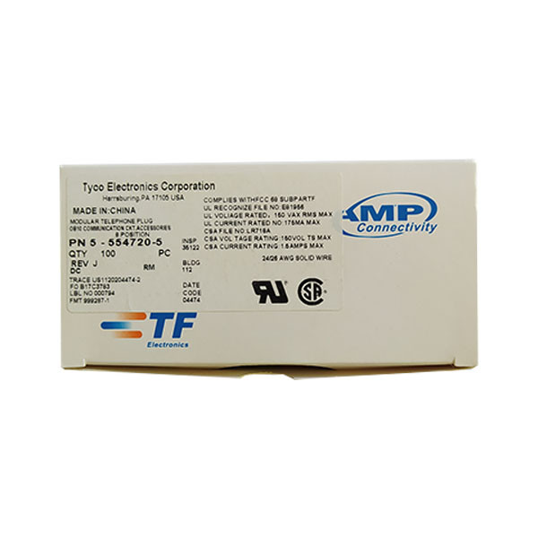 سوکت شبکه امپ مدل Cat6 بسته 100 عددی