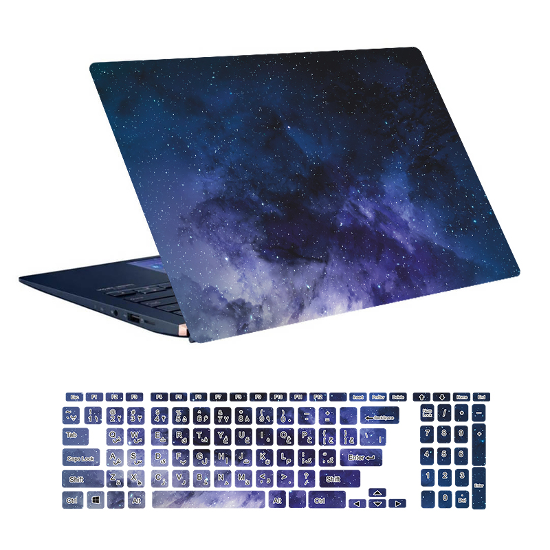 استیکر لپ تاپ توییجین و موییجین طرح Space کد 79 مناسب برای لپ تاپ 15.6 اینچ به همراه برچسب حروف فارسی کیبورد