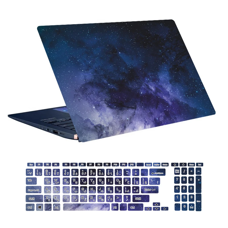 استیکر لپ تاپ توییجین و موییجین طرح Space کد 79 مناسب برای لپ تاپ 15.6 اینچ به همراه برچسب حروف فارسی کیبورد 