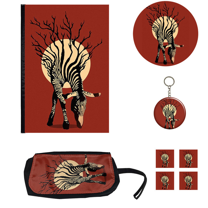 بسته لوازم تحریر مدل گوره خر مینیمال کد 1 مجموعه 8 عددی