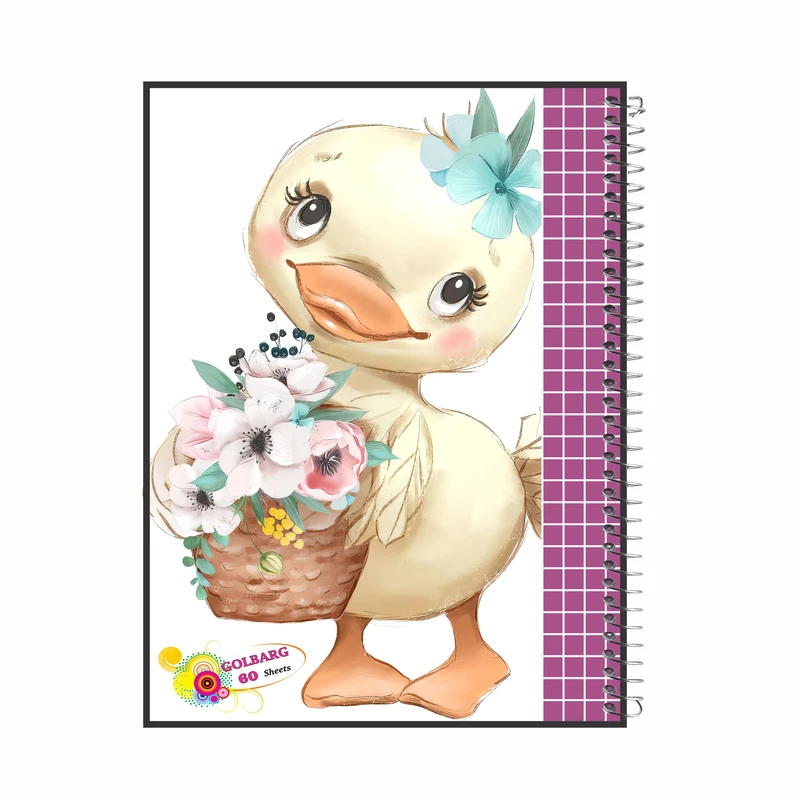 دفتر شطرنجی 60 برگ گلبرگ طرح جوجه کد 1249