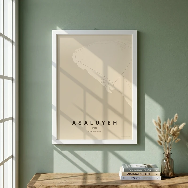 تابلو طرح نقشه شهر عسلويه مدل G20157 فریم سفید