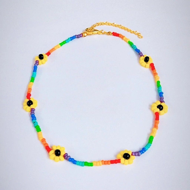 گردنبند دخترانه مدل منجوق شکوفه 02 گردنبند دخترانه مدل منجوق شکوفه 02