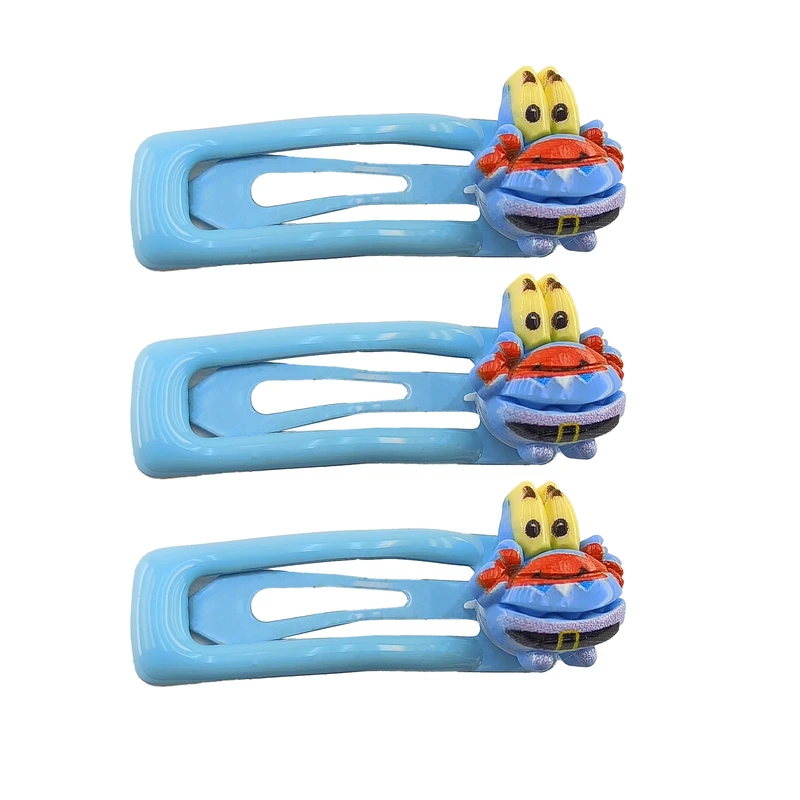 گیره مو دخترانه مدل باب اسفنجی طرح آقای خرچنگ بسته 3 عددی