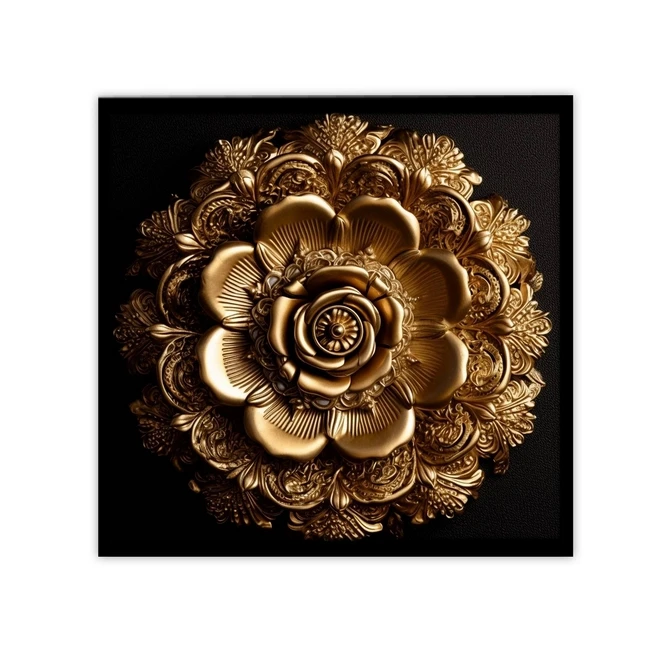 تابلو نوری بکلیت طرح گرافیکی گل طلاکوب مدل B-MID-19807