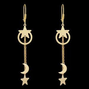 گوشواره طلا 18 عیار زنانه طلای مستجابی مدل ماه و ستاره کد 1670902