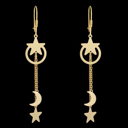 گوشواره طلا 18 عیار زنانه طلای مستجابی مدل ماه و ستاره کد 1670902