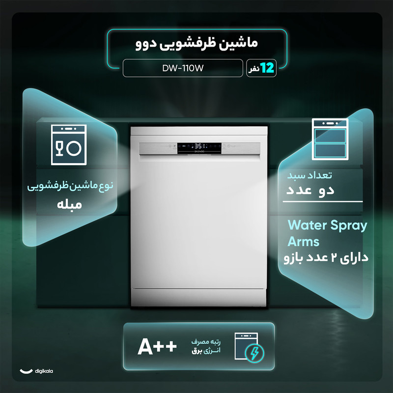 ماشین ظرفشویی 12 نفره دوو مدل DW-110W