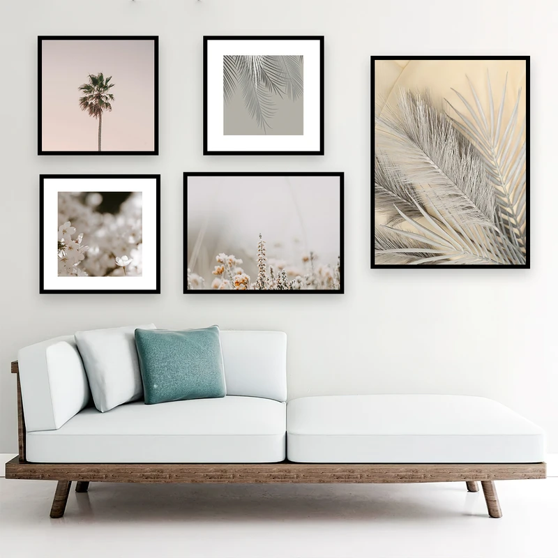 تابلو بکلیت طرح دکوراتیو درخت نخل مدل B-665 مجموعه 5 عددی