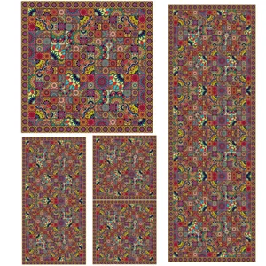 ست رومیزی 5 تکه طرح چهارخونه کد 996