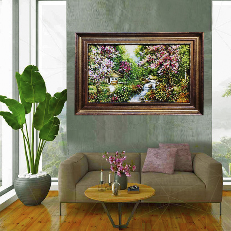 تابلو فرش دستباف طرح کلبه جنگلی مدل 64A