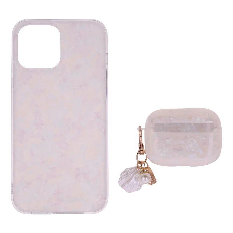 کاور طرح صدفی مناسب برای گوشی موبایل اپل Iphone 13 Pro Max به همراه کاور هدفون مناسب برای کیس اپل ایرپاد پرو 2