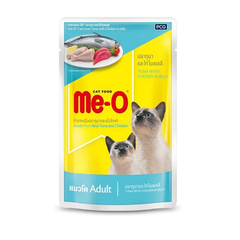 غذای پوچ گربه مئو مدل tuna with chicken وزن 80 گرم