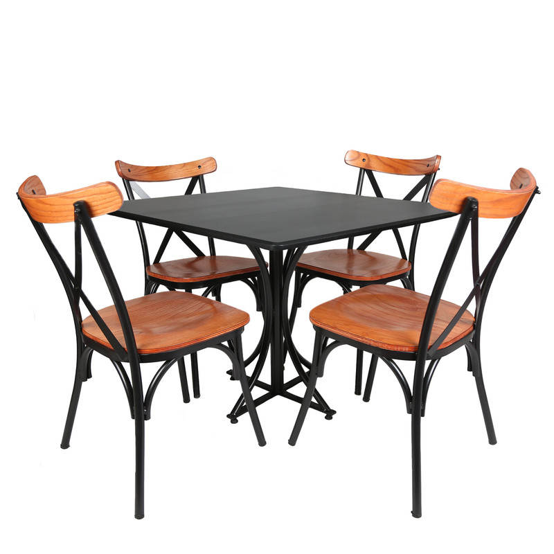 میز و صندلی ناهارخوری چهار نفره مدل تونت لهستانی پایه فلزی MM