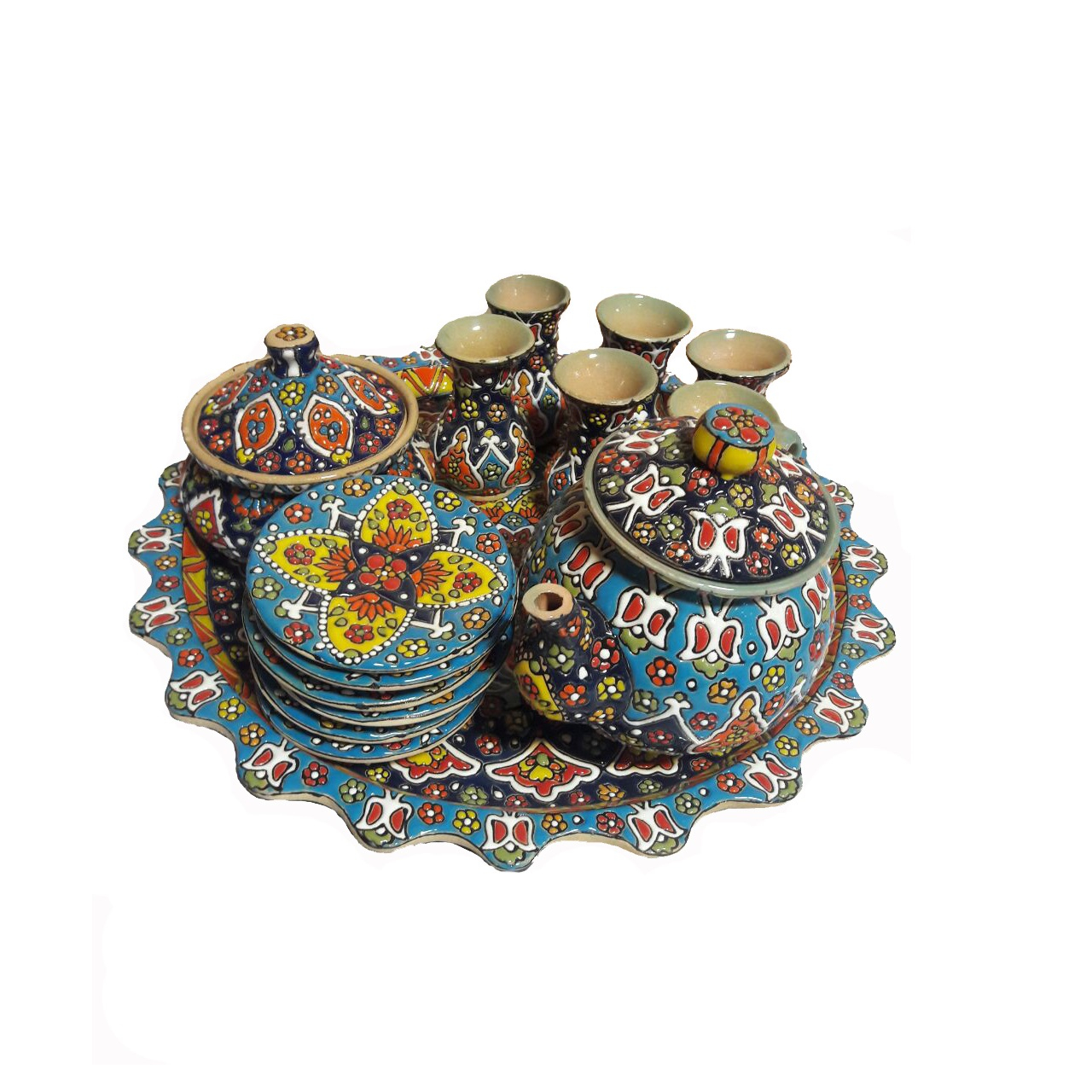 سرویس چای خوری 17 پارچه میناکاری کد C98