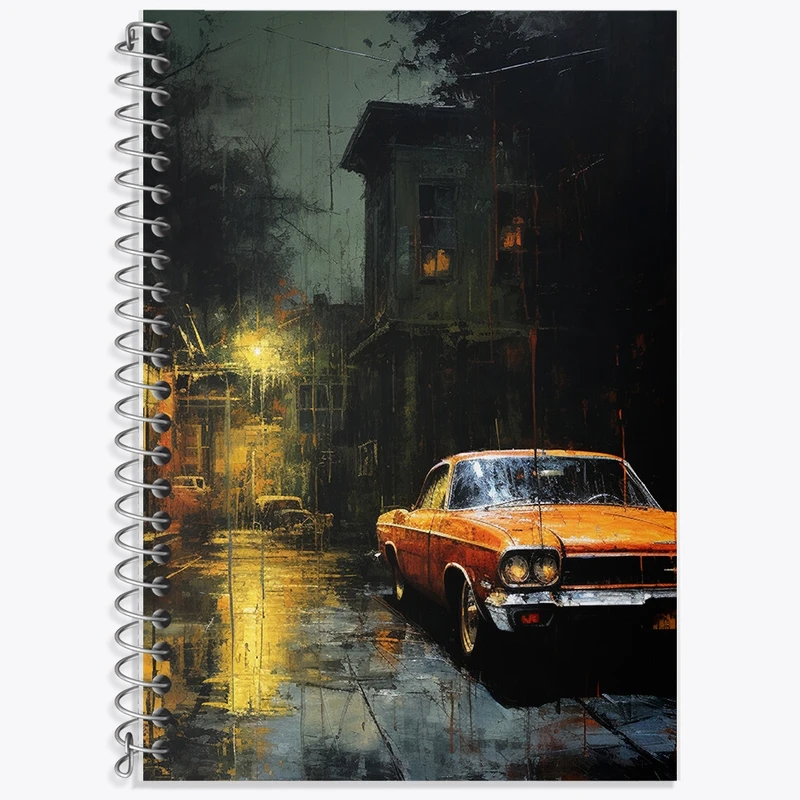 دفتر زبان 50 برگ خندالو مدل دو خط طرح ماشین کلاسیک کد F420