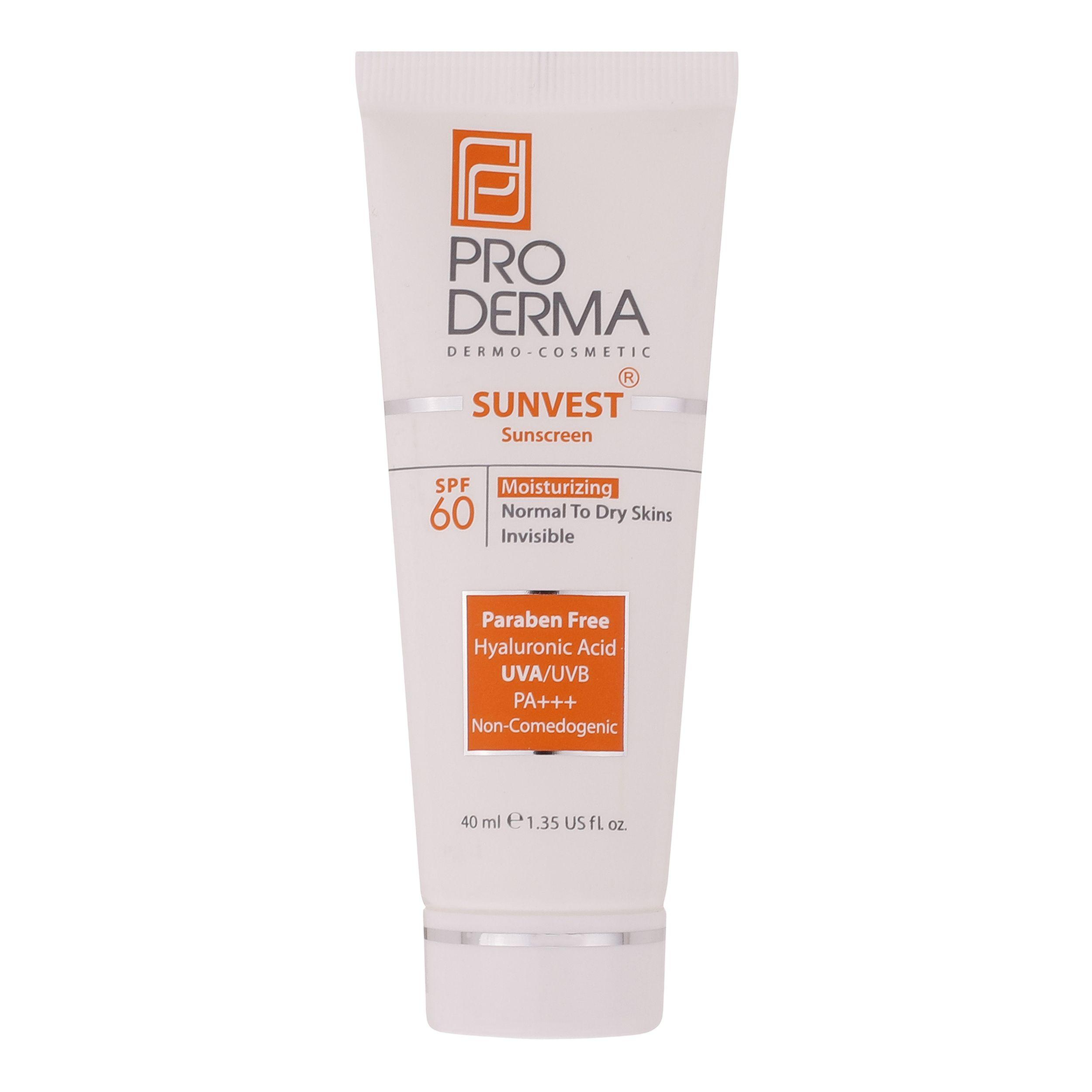 کرم ضدآفتاب پرودرما مدل 60 Sunvest، حجم 40 میلی‌لیتر