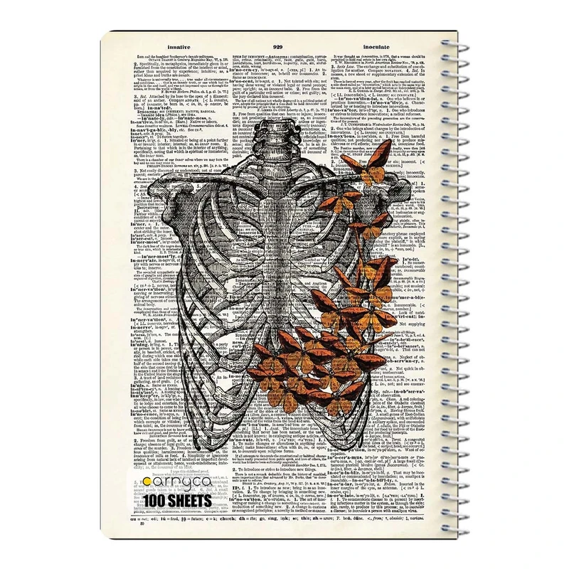دفتر شطرنجی 100 برگ سیمی کارنیکا طرح روزنامه وینتج قفسه سینه Vintage Newspaper Chest Anatomy کد 14728
