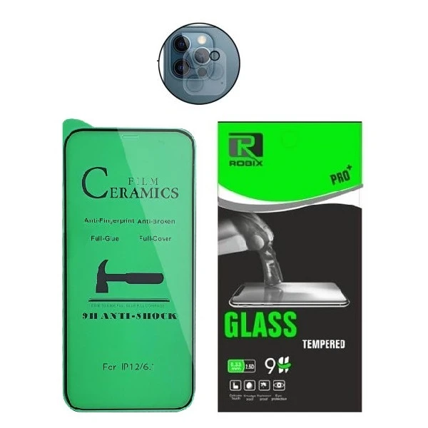 محافظ صفحه نمایش روبیکس مدل CR-IP12pro مناسب برای گوشی موبایل اپل iphone 12Pro به همراه محافظ لنز دوربین