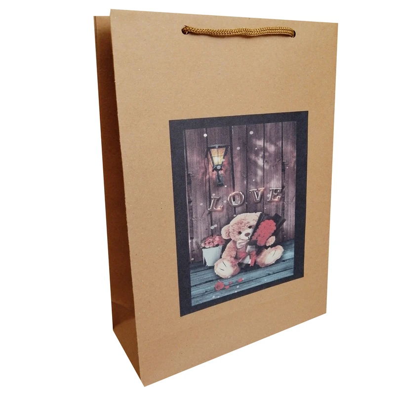 ساک هدیه مدل تقدیم با عشق تدی مجموعه 2 عددی