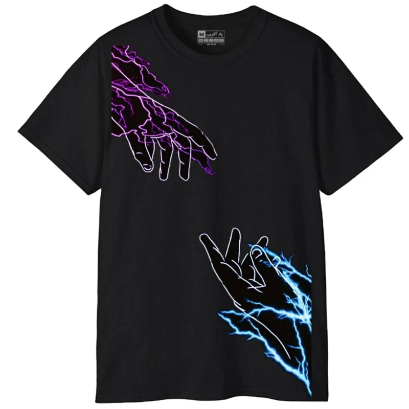 تی شرت آستین کوتاه مردانه پاد آفرین مدل دست آتش کد 73