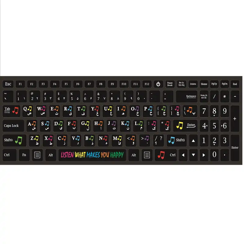 برچسب حروف فارسی کیبورد طرح موزیک