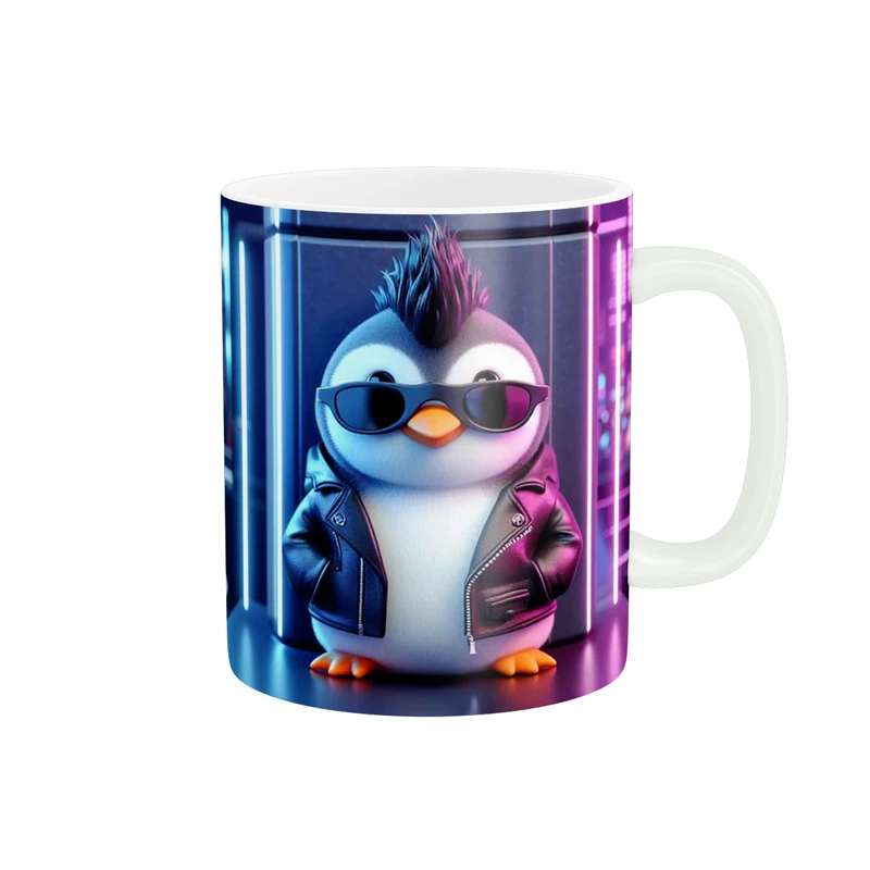 ماگ پاد آفرین طرح پنگوئن مدل کت چرم کد 1333