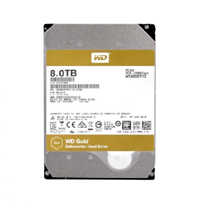 هارددیسک اینترنال وسترن دیجیتال مدل Gold WD8003FRYZ ظرفیت 8 ترابایت