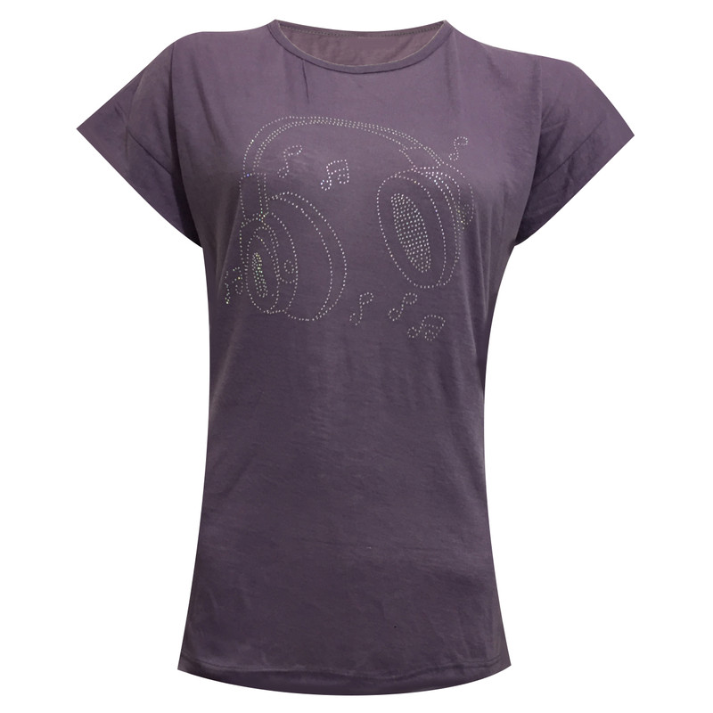 تی شرت آستین کوتاه زنانه مدل نگینی هدفون و موسیقی کد tm-1928 