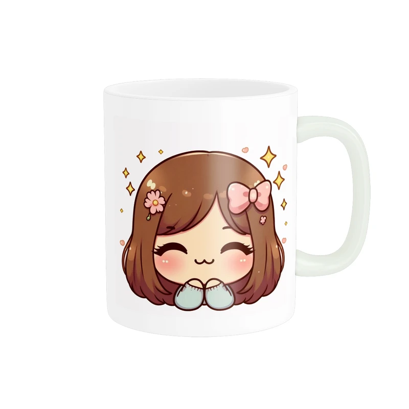 ماگ پاد آفرین مدل سرامیکی طرح دختر کیوت و ناز کد p9435