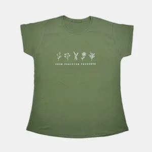 تی شرت آستین کوتاه زنانه مدل شاپرک رنگ یشمی