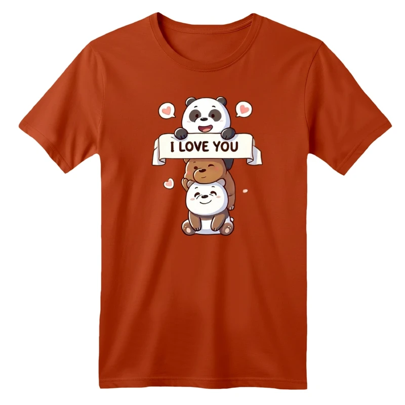 تی شرت آستین کوتاه بچگانه مدل سه خرس عاشق