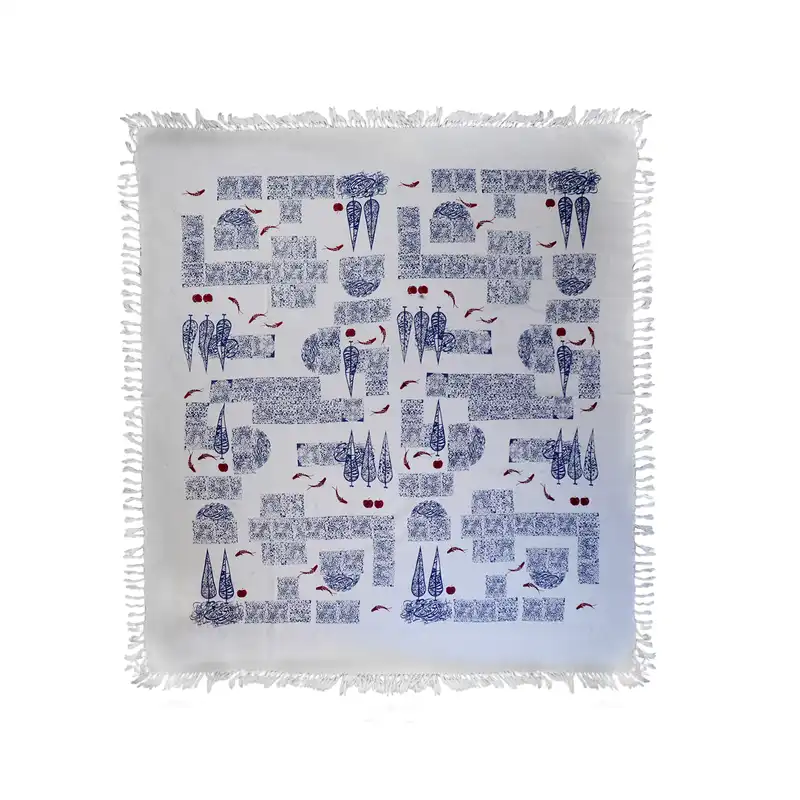 رومیزی چاپ دستی مدل سرو و ماهی کد 180