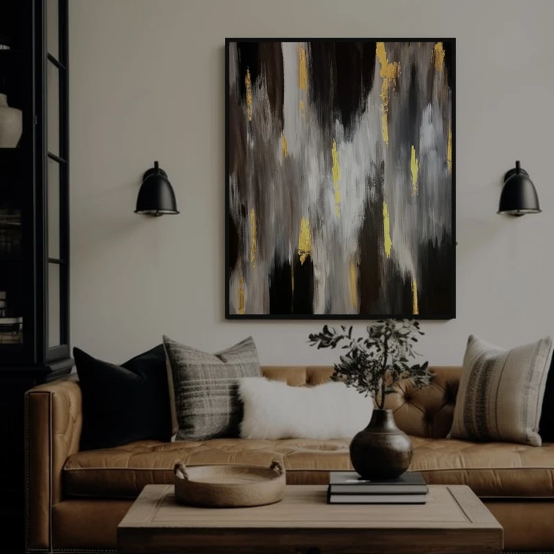 تابلو نقاشى اكليريک به سبک آبستره رالیا مدل سکوت شب