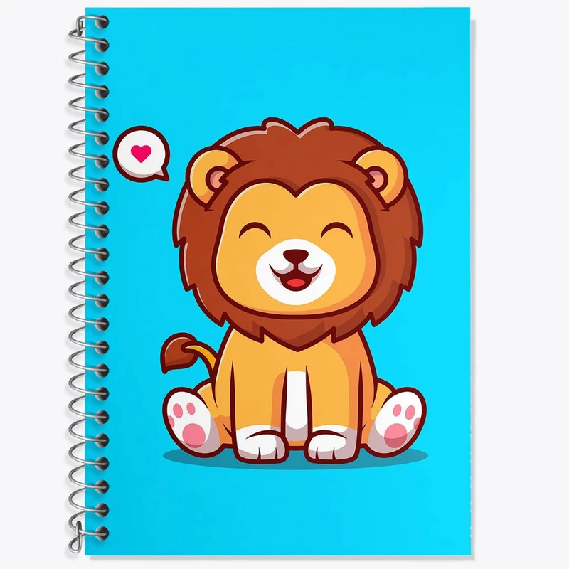 دفتر زبان 50 برگ خندالو مدل سه خط طرح حیوانات بامزه شیر کد 25430