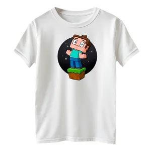 تی شرت آستین کوتاه بچگانه مدل ماینکرفت کد 08 رنگ سفید