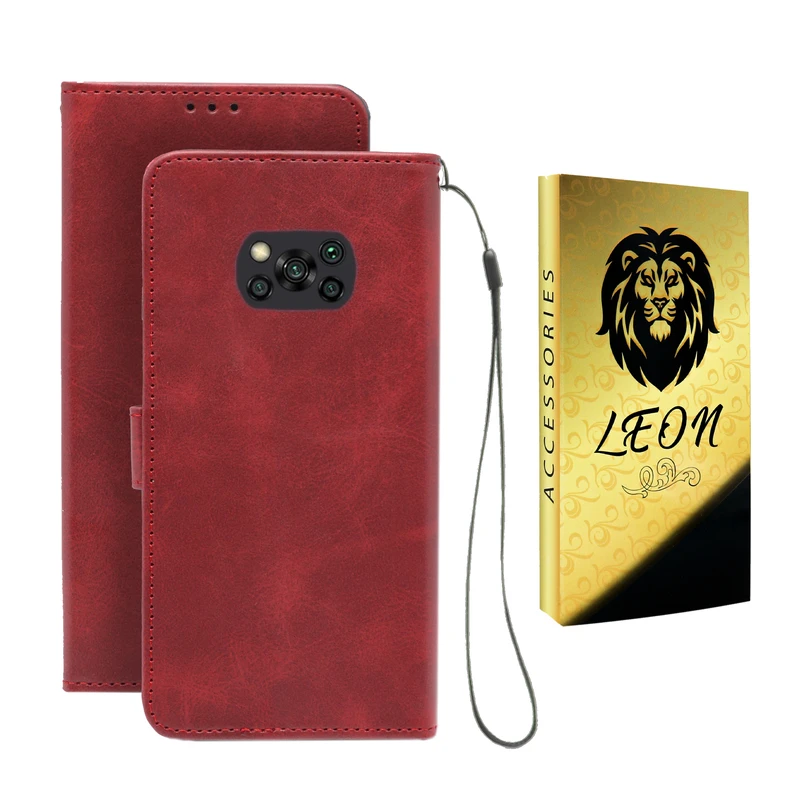 کیف کلاسوری لئون مدل Scusa Oro مناسب برای گوشی موبایل شیائومی Poco X3 / X3 NFC  به همراه بند آویز 