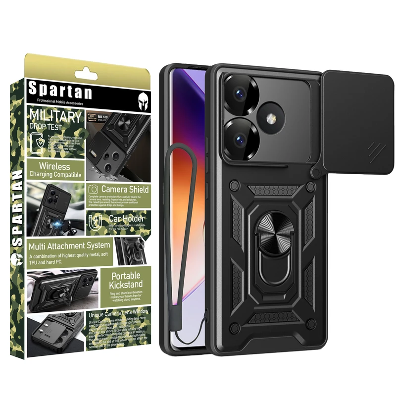 کاور اسپارتان مدل Defender Armor Strap مناسب برای گوشی موبایل شیائومی Poco F6 5G / Redmi Turbo 3 همراه با بند
