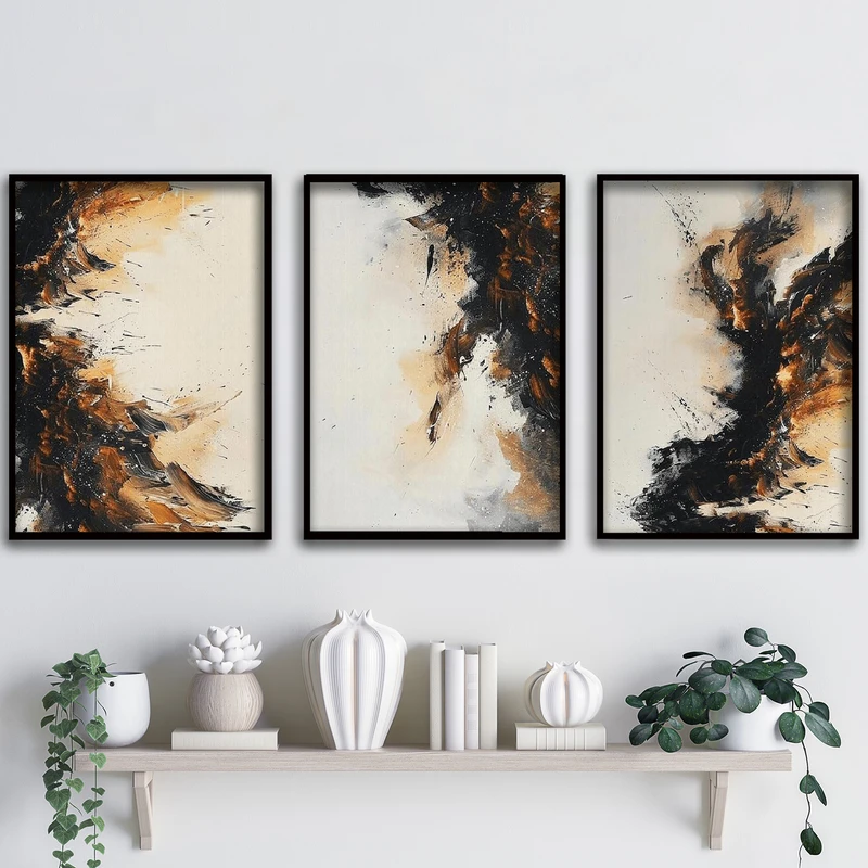 تابلو آتریسا طرح آبستره مدل ATA124 مجموعه 3 عددی 