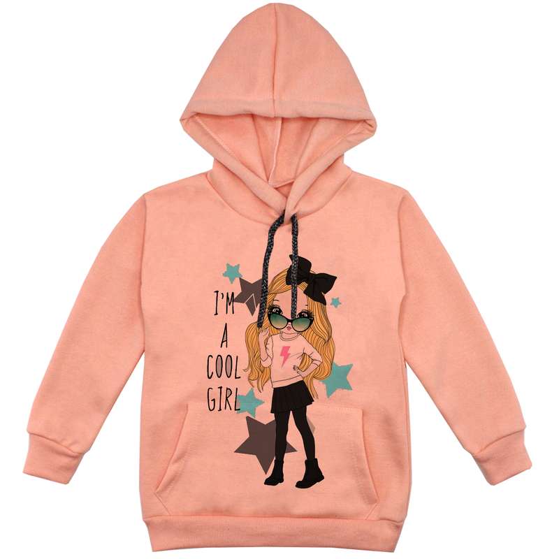 هودی دخترانه مدل دخترعینکی F66 رنگ گلبهی