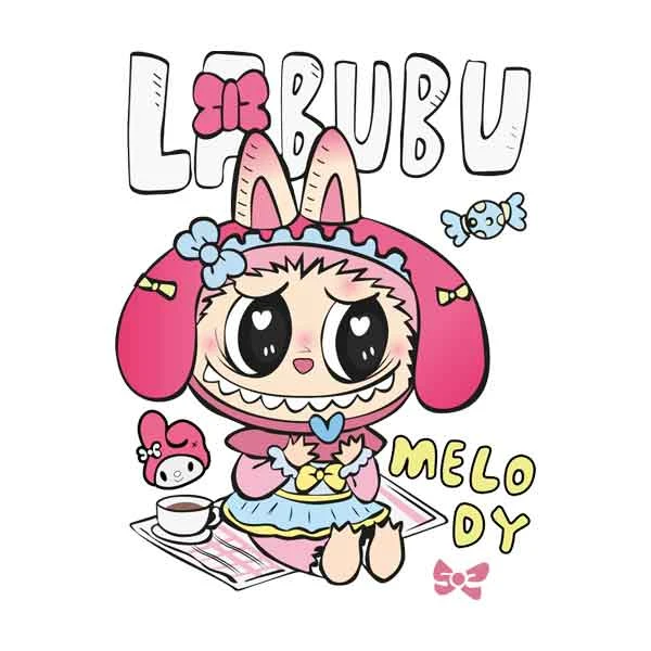 استیکر پارچه و لباس پاد آفرین مدل کارتون لابوبو Labubu کد 569
