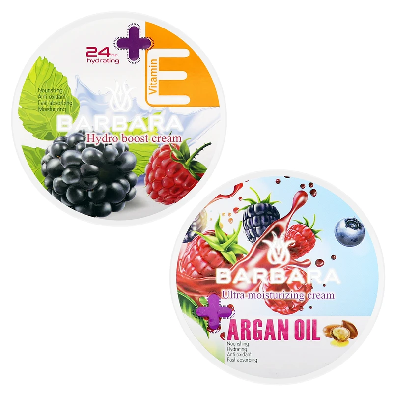 کرم مرطوب کننده باربارا مدل آرگان حجم 250 میلی لیتر به همراه کرم آبرسان باربارا مدل تمشک حجم 250 میلی لیتر