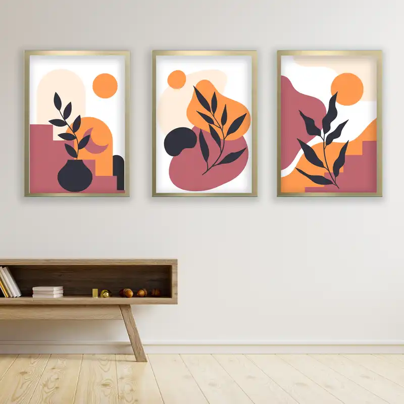 تابلو مدل مینیمال دکوراتیو کد LA-G3098 مجموعه 3 عددی