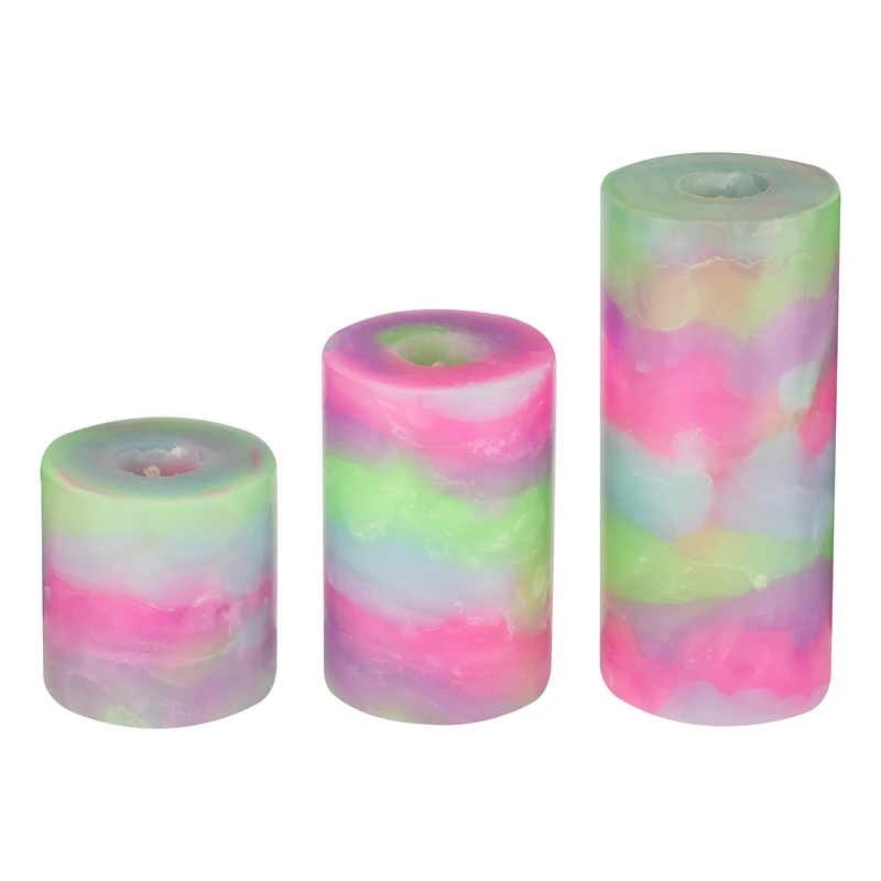 شمع استوانه ای بدون بو مدل مرمریت B-3 زمان اتمام 80 ساعت بسته 3 عددی