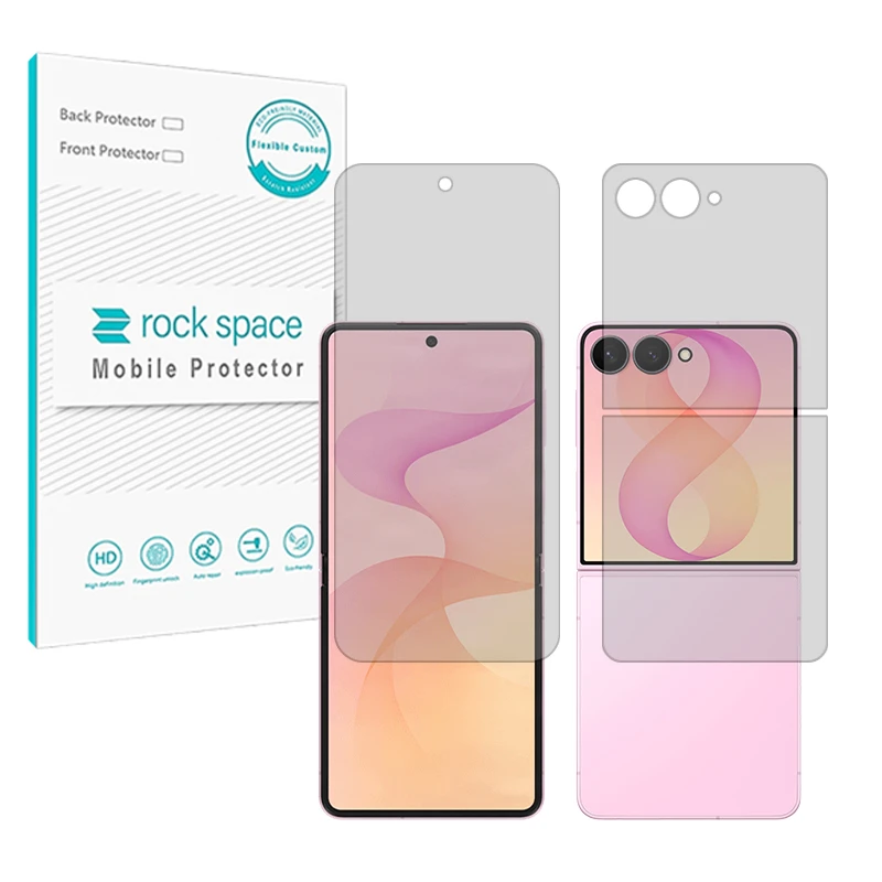 محافظ صفحه نمایش مات راک اسپیس مدل هیدروژلی مناسب برای گوشی موبایل سامسونگ Galaxy Z Flip8 به همراه محافظ پشت گوشی