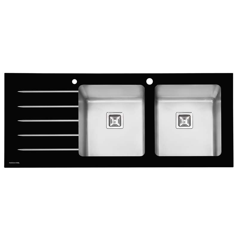 سینک ظرفشویی پرنیان استیل مدل 4106 شیشه ای روکار